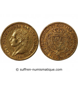ITALIE, CHARLES FELIX﻿ - 20 LIRE OR 1828 TURIN