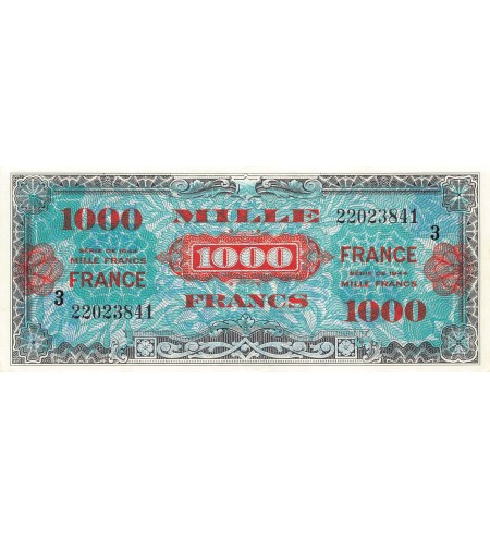 IMPRESSION AMERICAINE, FRANCE - 1000 FRANCS 1945 SERIE 3 - PSUP