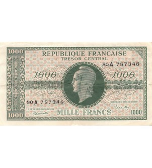 TRÉSOR CENTRAL, MARIANNE - 1000 FRANCS 1945 SÉRIE A - TTB+ 2