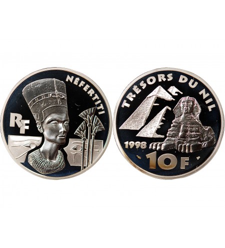 FRANCE, NEFERTITI - 10 FRANCS ARGENT 1998 "Frappe BE"﻿