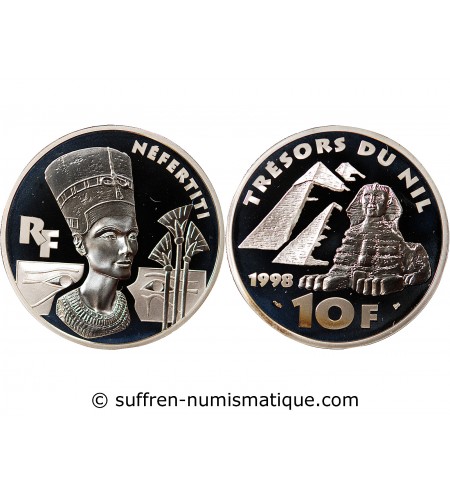 FRANCE, NEFERTITI - 10 FRANCS ARGENT 1998 "Frappe BE"﻿