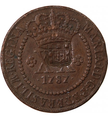 BRESIL - 40 REIS CONTREMARQUE SUR 20 REIS 1787