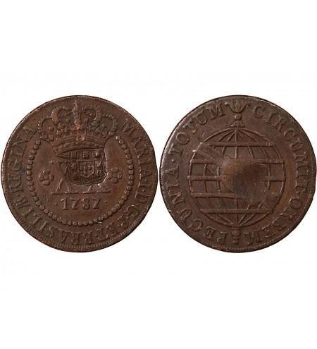 BRESIL - 40 REIS CONTREMARQUE SUR 20 REIS 1787