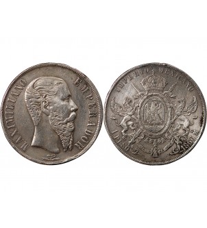 MEXIQUE, MAXIMILIEN - PESO ARGENT 1866 Mo MEXICO 2