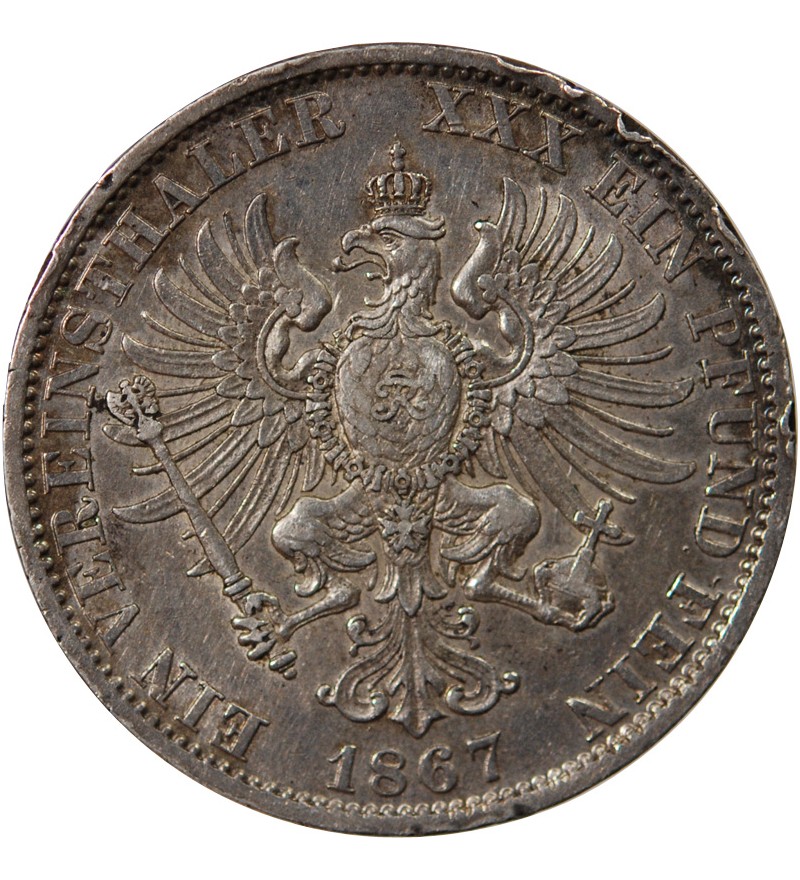 ALLEMAGNE, PRUSSE, WILHELM Ier - THALER ARGENT 1867 A BERLIN