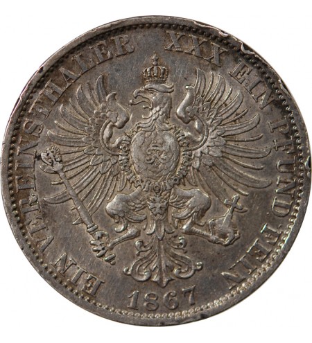 ALLEMAGNE, PRUSSE, WILHELM Ier - THALER ARGENT 1867 A BERLIN