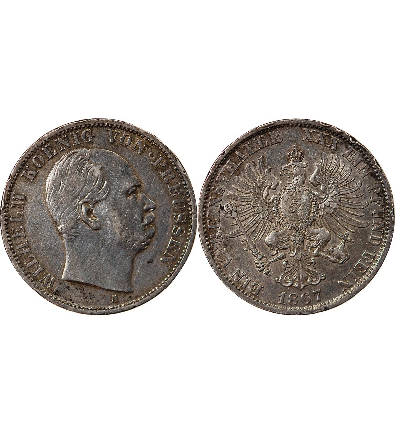 ALLEMAGNE, PRUSSE, WILHELM Ier - THALER ARGENT 1867 A BERLIN