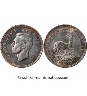 AFRIQUE DU SUD, GEORGES VI - 5 SHILLINGS ARGENT 1949