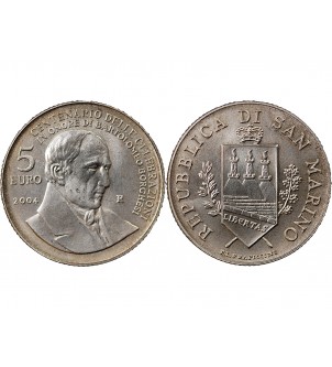 SAINT-MARIN, BARTOLOMEO BORGHESE - 5 EUROS ARGENT 2004 2