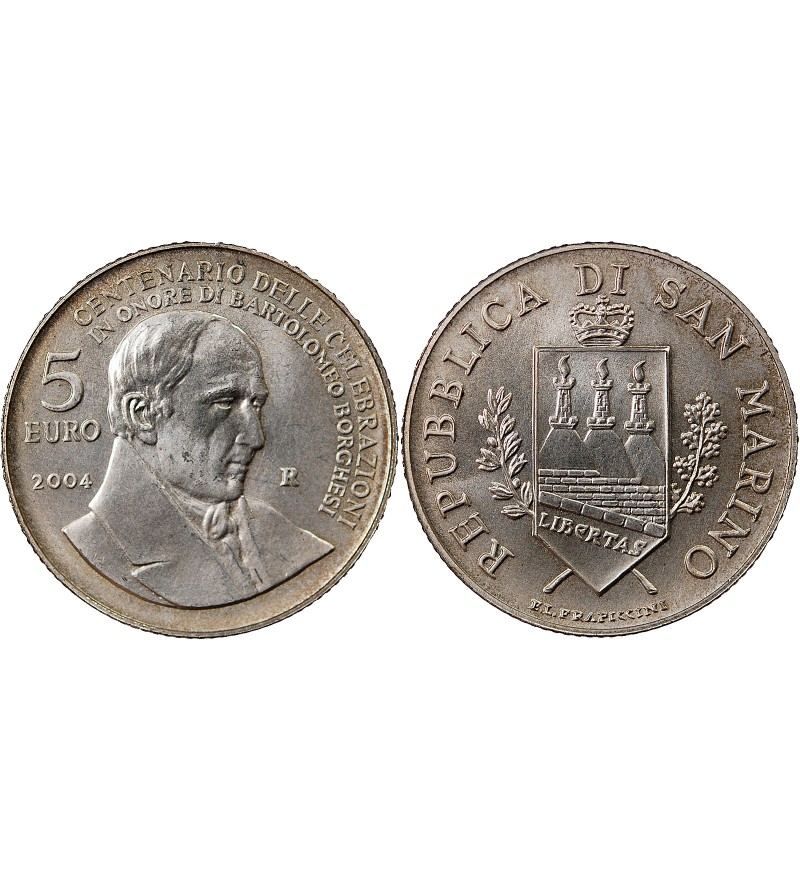 SAINT-MARIN, BARTOLOMEO BORGHESE - 5 EUROS ARGENT 2004