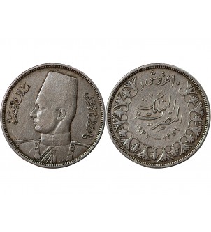 EGYPTE, FAROUK - 10 PIASTRES ARGENT 1358 (1939) 2