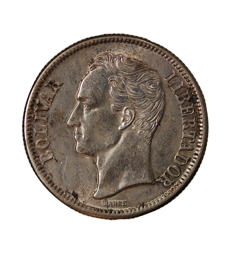 VENEZUELA, SIMON BOLIVAR - 2 BOLIVARS ARGENT 1945