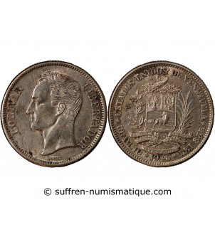 VENEZUELA, SIMON BOLIVAR - 2 BOLIVARS ARGENT 1945