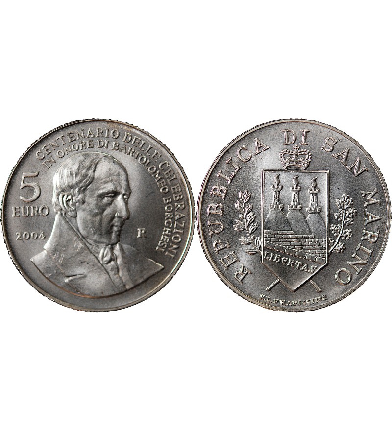 SAINT-MARIN, BARTOLOMEO BORGHESE - 5 EUROS ARGENT 2004
