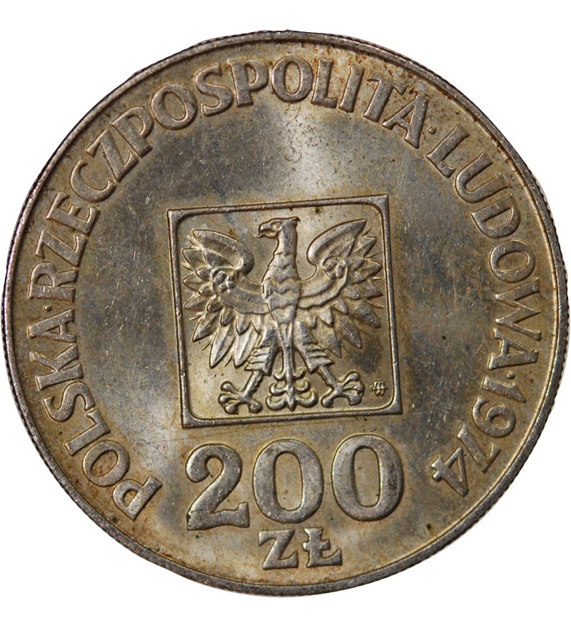 POLOGNE, 30e ANNIVERSAIRE DU PRL - 200 ZLOTYCH ARGENT 1974