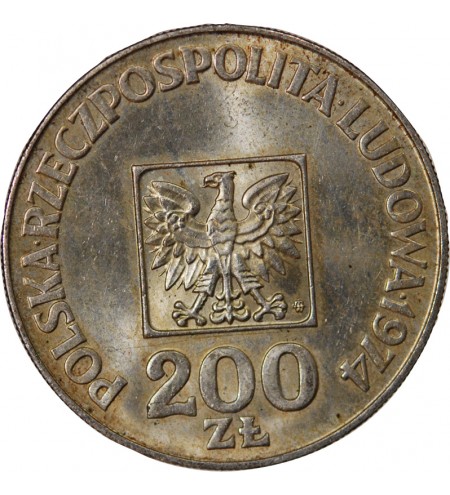 POLOGNE, 30e ANNIVERSAIRE DU PRL - 200 ZLOTYCH ARGENT 1974