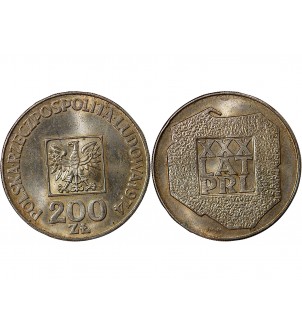 POLOGNE, 30e ANNIVERSAIRE DU PRL - 200 ZLOTYCH ARGENT 1974 2