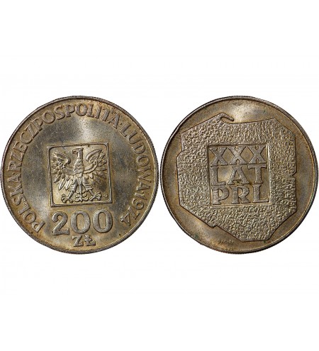 POLOGNE, 30e ANNIVERSAIRE DU PRL - 200 ZLOTYCH ARGENT 1974