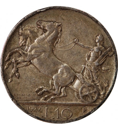 ITALIE, VICTOR-EMMANUEL III - 10 LIRE ARGENT 1927 R ROME