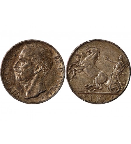 ITALIE, VICTOR-EMMANUEL III - 10 LIRE ARGENT 1927 R ROME