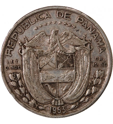 PANAMA - 1/2 BALBOA ARGENT 1953