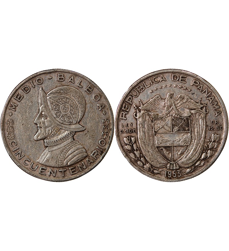 PANAMA - 1/2 BALBOA ARGENT 1953