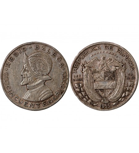PANAMA - 1/2 BALBOA ARGENT 1953