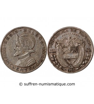 PANAMA - 1/2 BALBOA ARGENT 1953