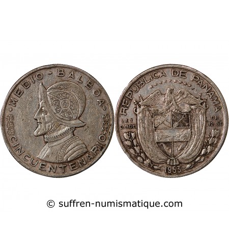 PANAMA - 1/2 BALBOA ARGENT 1953