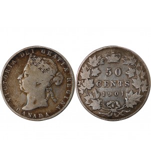 CANADA, VICTORIA - 50 CENTS ARGENT 1901 2