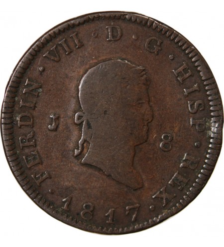 ESPAGNE, FERDINAND VII - 8 MARAVEDIS 1817 JUBIA