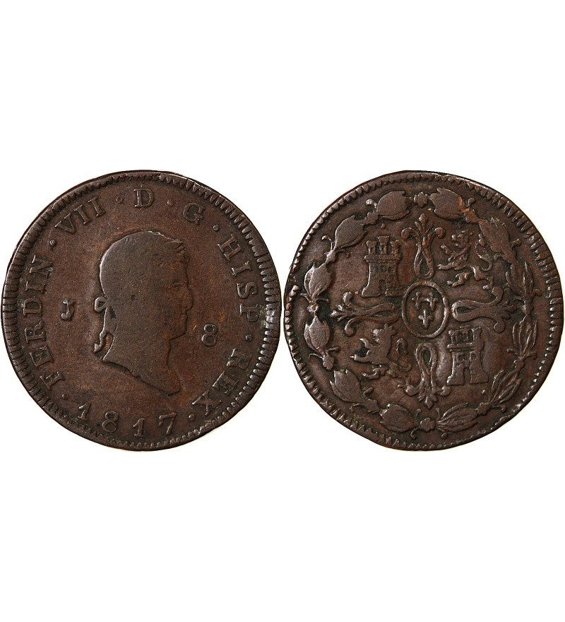 ESPAGNE, FERDINAND VII - 8 MARAVEDIS 1817 JUBIA