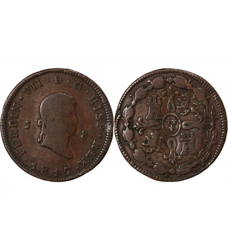 ESPAGNE, FERDINAND VII - 8 MARAVEDIS 1817 JUBIA