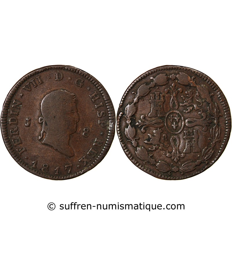 ESPAGNE, FERDINAND VII - 8 MARAVEDIS 1817 JUBIA