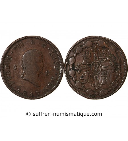 ESPAGNE, FERDINAND VII - 8 MARAVEDIS 1817 JUBIA