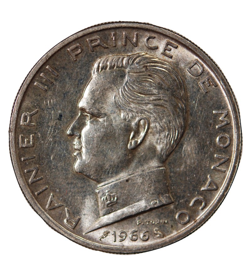 MONACO, RAINIER III - 5 FRANCS ARGENT 1966