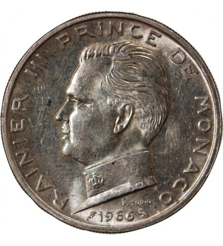 MONACO, RAINIER III - 5 FRANCS ARGENT 1966