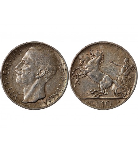 ITALIE, VICTOR-EMMANUEL III - 10 LIRE ARGENT 1927 R ROME
