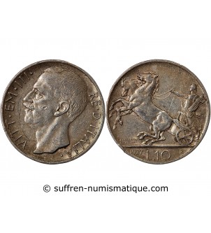 ITALIE, VICTOR-EMMANUEL III - 10 LIRE ARGENT 1927 R ROME