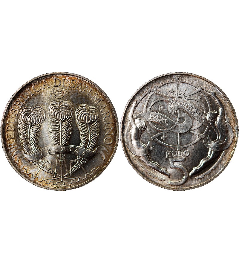 SAINT-MARIN, LUTTE CONTRE LES DISCRIMINATIONS - 5 EUROS ARGENT 2007