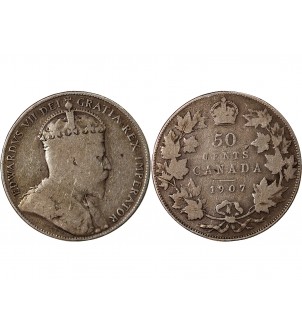 CANADA, EDOUARD VII - 50 CENTS ARGENT 1907 2