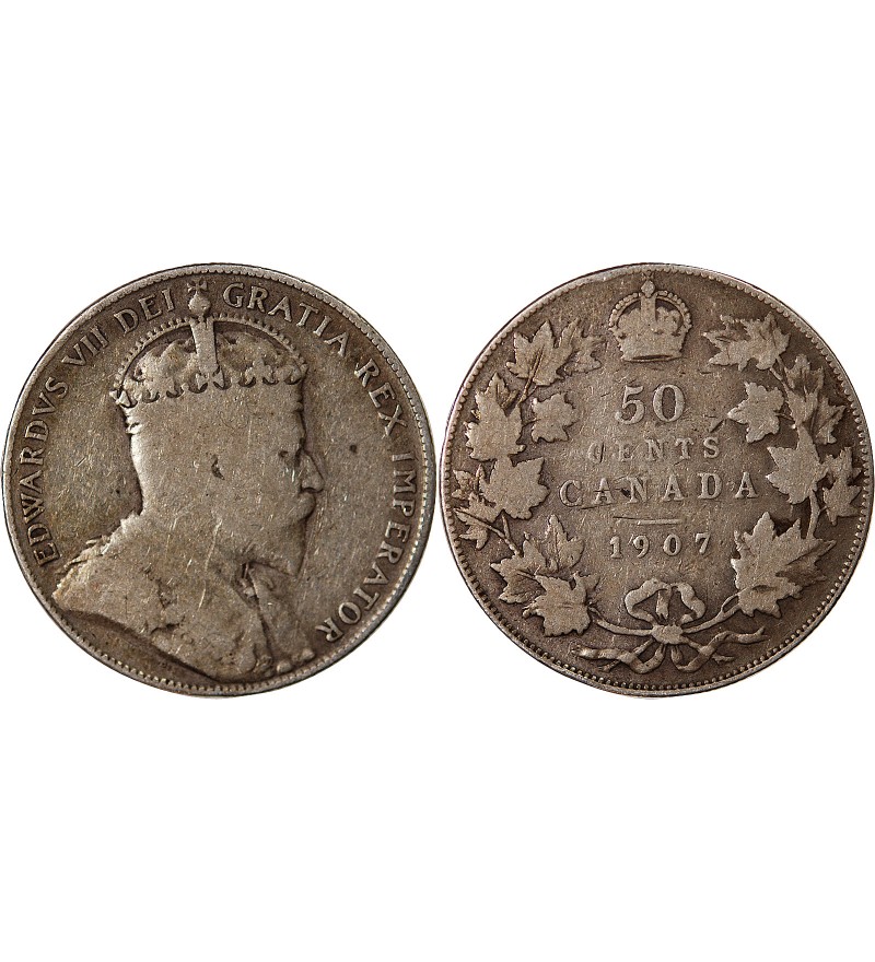 CANADA, EDOUARD VII - 50 CENTS ARGENT 1907