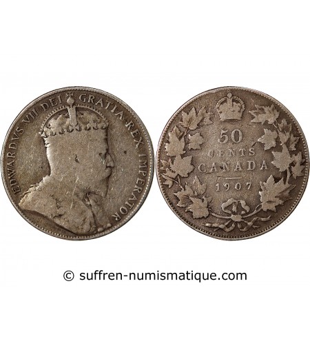 CANADA, EDOUARD VII - 50 CENTS ARGENT 1907