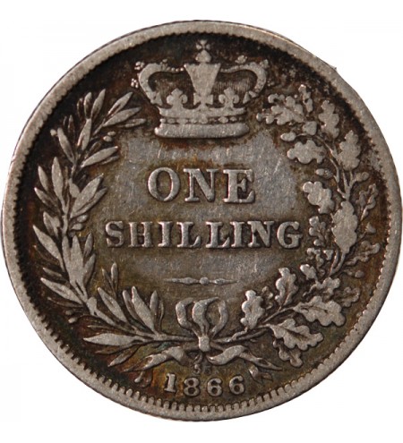 GRANDE-BRETAGNE, VICTORIA - SHILLING ARGENT 1866 DIE 55