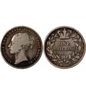 GRANDE-BRETAGNE, VICTORIA - SHILLING ARGENT 1866 DIE 55 2