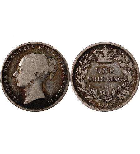 GRANDE-BRETAGNE, VICTORIA - SHILLING ARGENT 1866 DIE 55