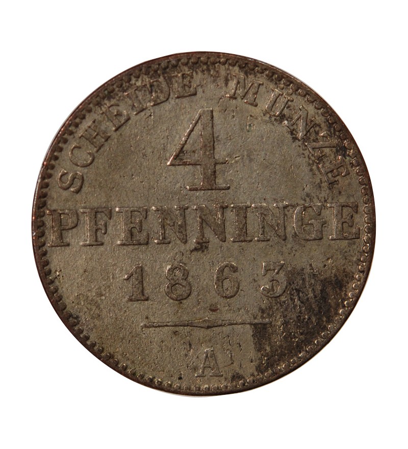 ALLEMAGNE, PRUSSE, WILHELM Ier - 4 PFENNINGE 1863 A BERLIN