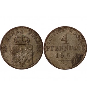 ALLEMAGNE, PRUSSE, WILHELM Ier - 4 PFENNINGE 1863 A BERLIN 2