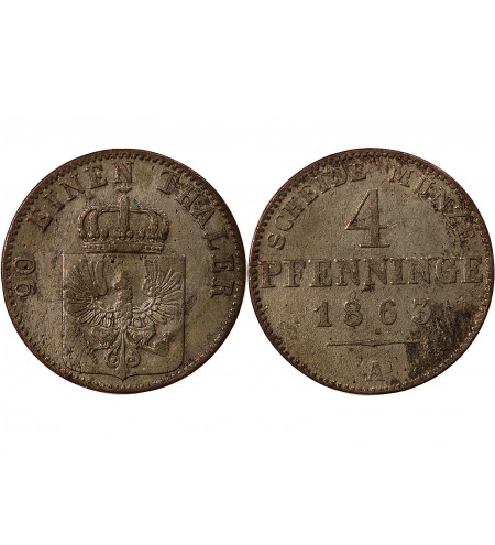 ALLEMAGNE, PRUSSE, WILHELM Ier - 4 PFENNINGE 1863 A BERLIN
