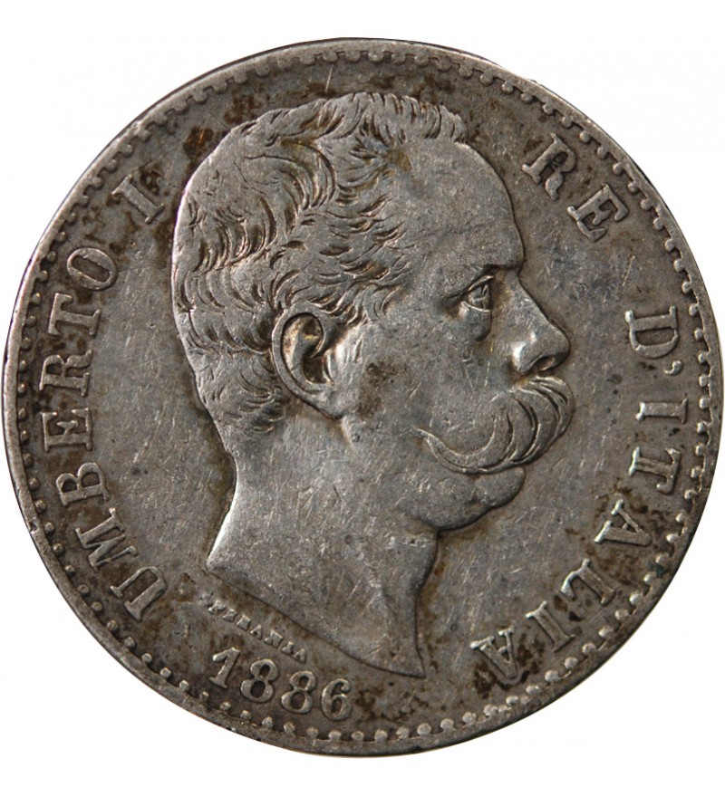 ITALIE, UMBERTO Ier - 2 LIRE ARGENT 1886 R ROME